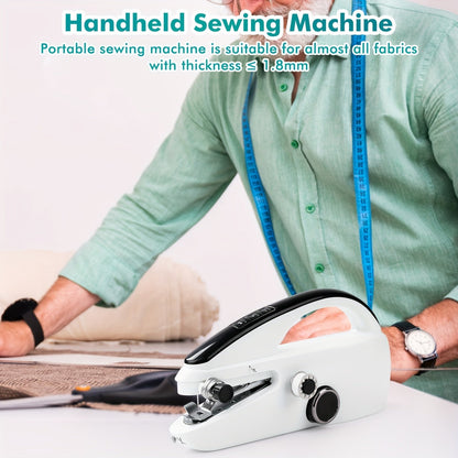 Handheld Sewing Machine Mini Portable - Easy Fast Stitch for Clothes, Fabric & DIY Repairs, Compact Electric Sewing Machine for Beginners, Home & Travel Use, Lightweight Cordless Design