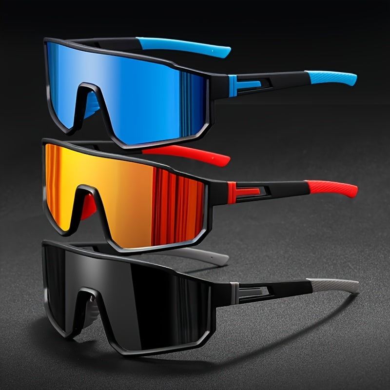 Mirrored Sports Sunglasses Set 3-4pcs for Men Women – PC Polycarbonate Lens Durable Frame Fashion Glasses, Includes Cleaning Cloth, Unisex Outdoor Eyewear for Cycling Driving Festival Daily Wear