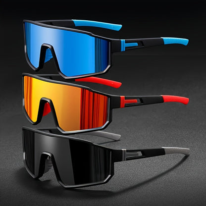 Mirrored Sports Sunglasses Set 3-4pcs for Men Women – PC Polycarbonate Lens Durable Frame Fashion Glasses, Includes Cleaning Cloth, Unisex Outdoor Eyewear for Cycling Driving Festival Daily Wear