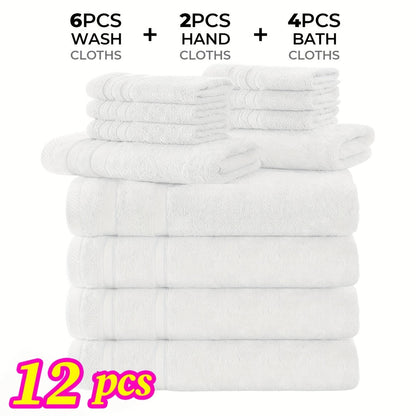 Cotton Bath Cloths Set 12 or 24 Piece – Hotel Quality Highly Absorbent Quick-Dry Washcloths for Bathroom Spa Gym Home Dark Gray Blue White Purple Orange