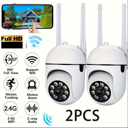 2-Pack 1080P PTZ Dome Security Cameras WiFi – AI Auto Tracking, Color Night Vision, 360° Rotation, Smart Motion Alarm for Indoor Outdoor Home Security Surveillance, Wireless IP Camera System