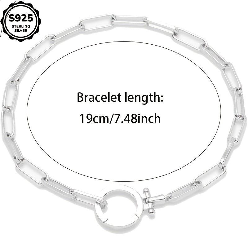925 Sterling Silver Parker Link Bracelet for Women - Paper Clip Chain Iconic Buckle Elegant Luxury Boho Bracelet Gift for Wife Mom Friend - Valentine's Day Christmas Birthday