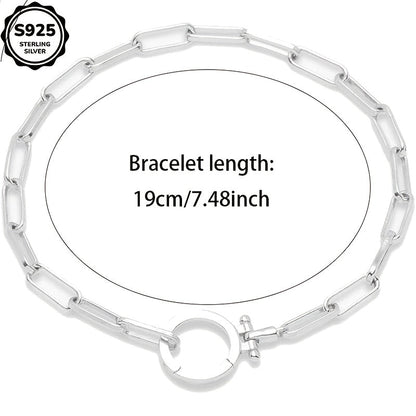 925 Sterling Silver Parker Link Bracelet for Women - Paper Clip Chain Iconic Buckle Elegant Luxury Boho Bracelet Gift for Wife Mom Friend - Valentine's Day Christmas Birthday