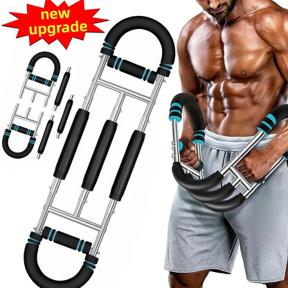 Arm Strength Trainer Chest Expander 3-Bar 3-Level Adjustable Resistance Tubes Portable Detachable Forearm Strengthener Home Gym Workout Device for Muscle Building Upper Body Training