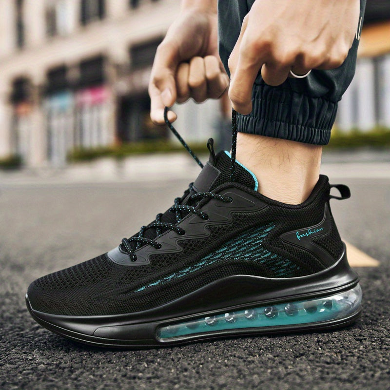 Men's Air Cushion Running Sneakers Lightweight Lace-Up Anti-Slip Shock-Absorbing Breathable Athletic Shoes for Walking Fitness Tennis Travel Sizes US 6.5-13.5 Black Blue White Yellow Red