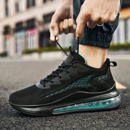 Men's Air Cushion Running Sneakers Lightweight Lace-Up Anti-Slip Shock-Absorbing Breathable Athletic Shoes for Walking Fitness Tennis Travel Sizes US 6.5-13.5 Black Blue White Yellow Red