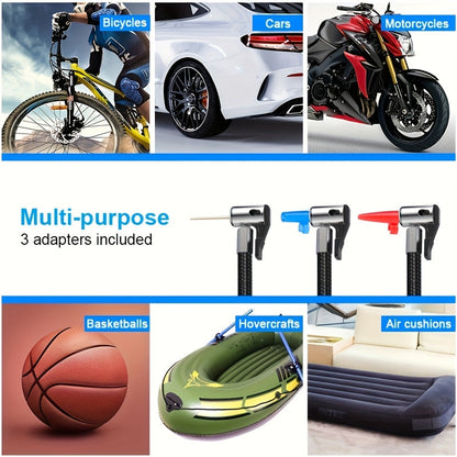 Portable Tire Inflator Air Compressor – 150 PSI Cordless Handheld Air Pump with Auto-Shutoff, Digital Pressure Gauge & LED Light for Cars, Motorcycles, Bikes & Balls, Rechargeable
