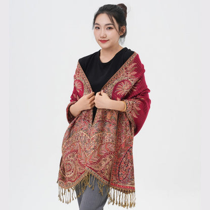 Phoenix Tail Paisley Pashmina Scarf – Thick Warm Wrap Shawl for Women, Luxurious Soft Fabric in 17 Vibrant Colors, Versatile for Formal Events, Everyday Wear & Gifting