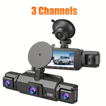4K Dash Cam 360° Rotary 4-Channel Car DVR – Free 32GB SD Card, Night Vision, 24H Loop Recording, Parking Monitor, Front 4K + Rear Left Right 1080P, for Cars SUVs Trucks Rideshare