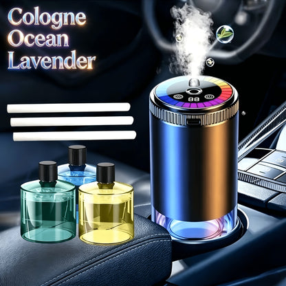 Smart Car Air Freshener Aromatherapy Diffuser Starry Sky Light Show USB Rechargeable Adjustable Fragrance – Natural French Scented Essential Oil Gardenia Ocean Lavender Cologne Car Gift
