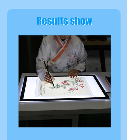 LED Tracing Light Pad Board A2 A3 A4, Dual Light Bar Ultra-Thin Copy Table with 3-Speed Dimming & Eye-Caring No-Grid Surface for Diamond Painting, Sketching & Drawing
