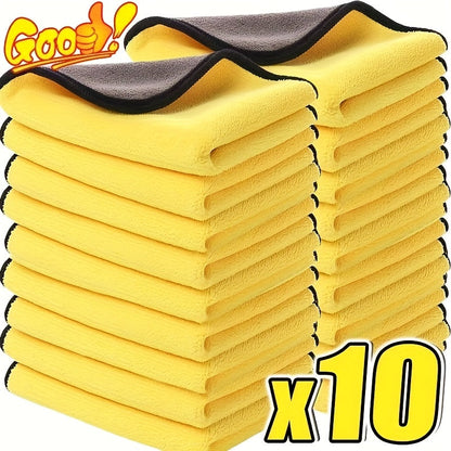 10pcs Microfiber Car Cleaning Towels – Super Absorbent, Lint-Free, No Streaks, Car Wash Drying Cloths for Car Exterior, Interior, Glass & Household Cleaning