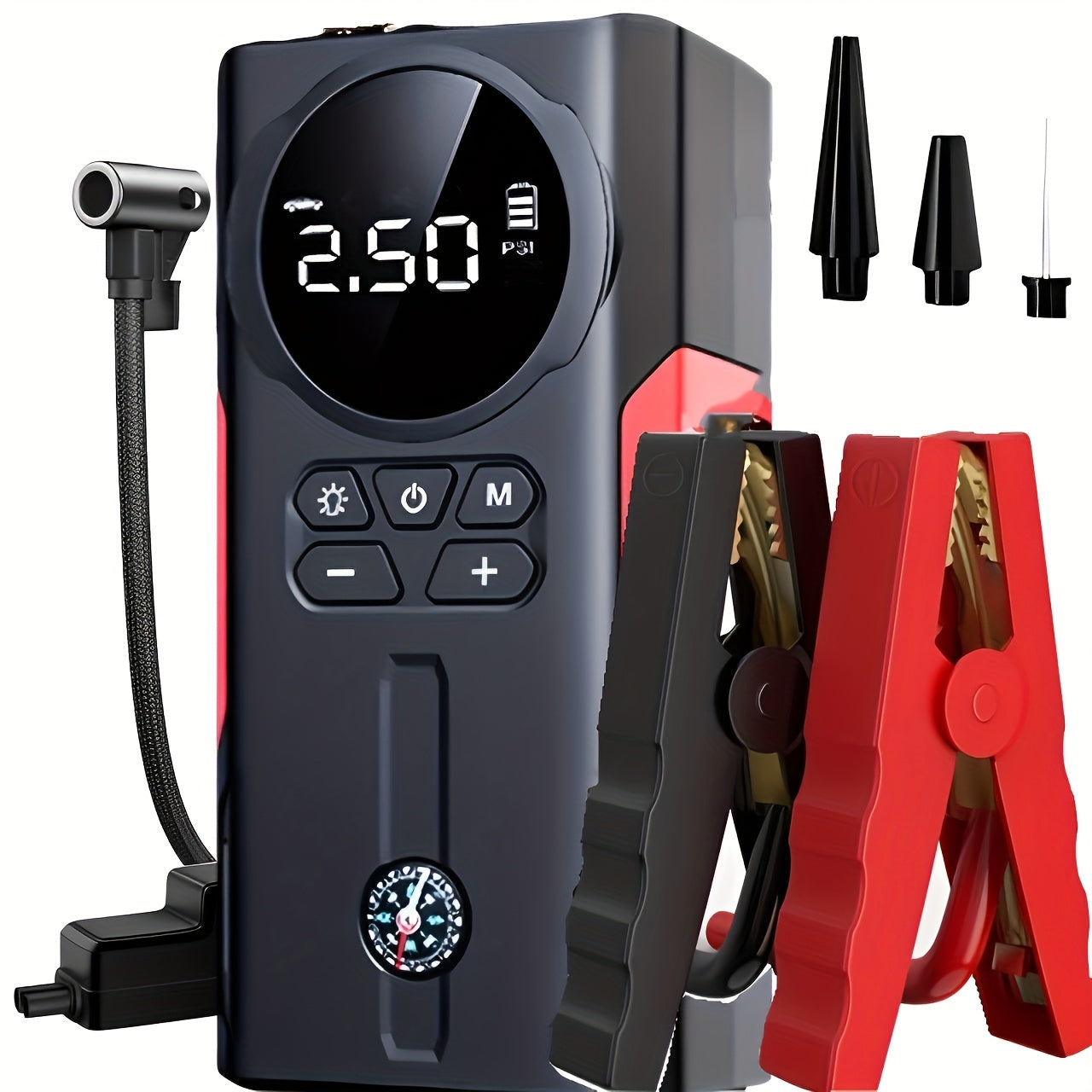 2000A Peak Portable Car Jump Starter Wireless Battery Booster – 12V Quick Start for Gas (8.0L) & Diesel (1.72 Gal) Engines with USB Input/Output, LED Emergency Light – Car Accessory & Emergency Tool