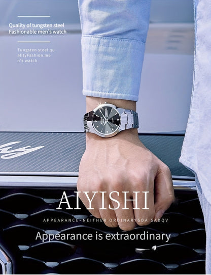 Men's Luminous Quartz Business Watch with Dual Date Calendar – Elegant Zinc Alloy Case, Simple Trend Design, Dress & Casual Wear