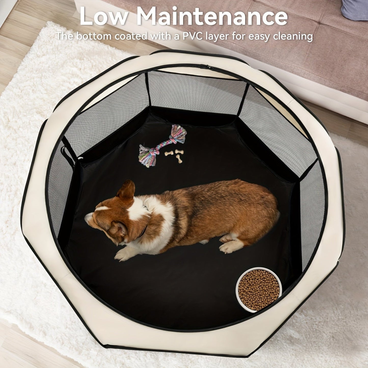 Octagonal Foldable Pet Fence Tent All-Seasons Kennel & Cat Bed – Scratch-Resistant Oxford Cloth Dog Cage for Puppies & Cats, Indoor Outdoor Camping Travel Playpen, Portable Collapsible Pet House