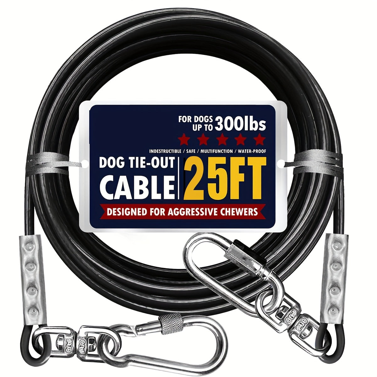 Heavy Duty Dog Tie-Out Cable for Large Dogs Up to 300 LBS Steel Wire Yard Runner Leash with Swivel Hooks - Outdoor Dog Run Cable for Yard in Blue Magenta Black S/M/L