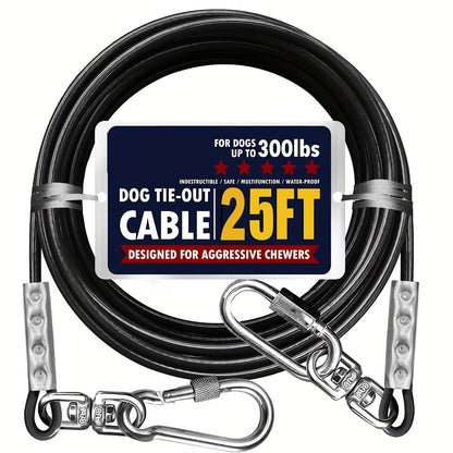 Heavy Duty Dog Tie-Out Cable for Large Dogs Up to 300 LBS Steel Wire Yard Runner Leash with Swivel Hooks - Outdoor Dog Run Cable for Yard in Blue Magenta Black S/M/L