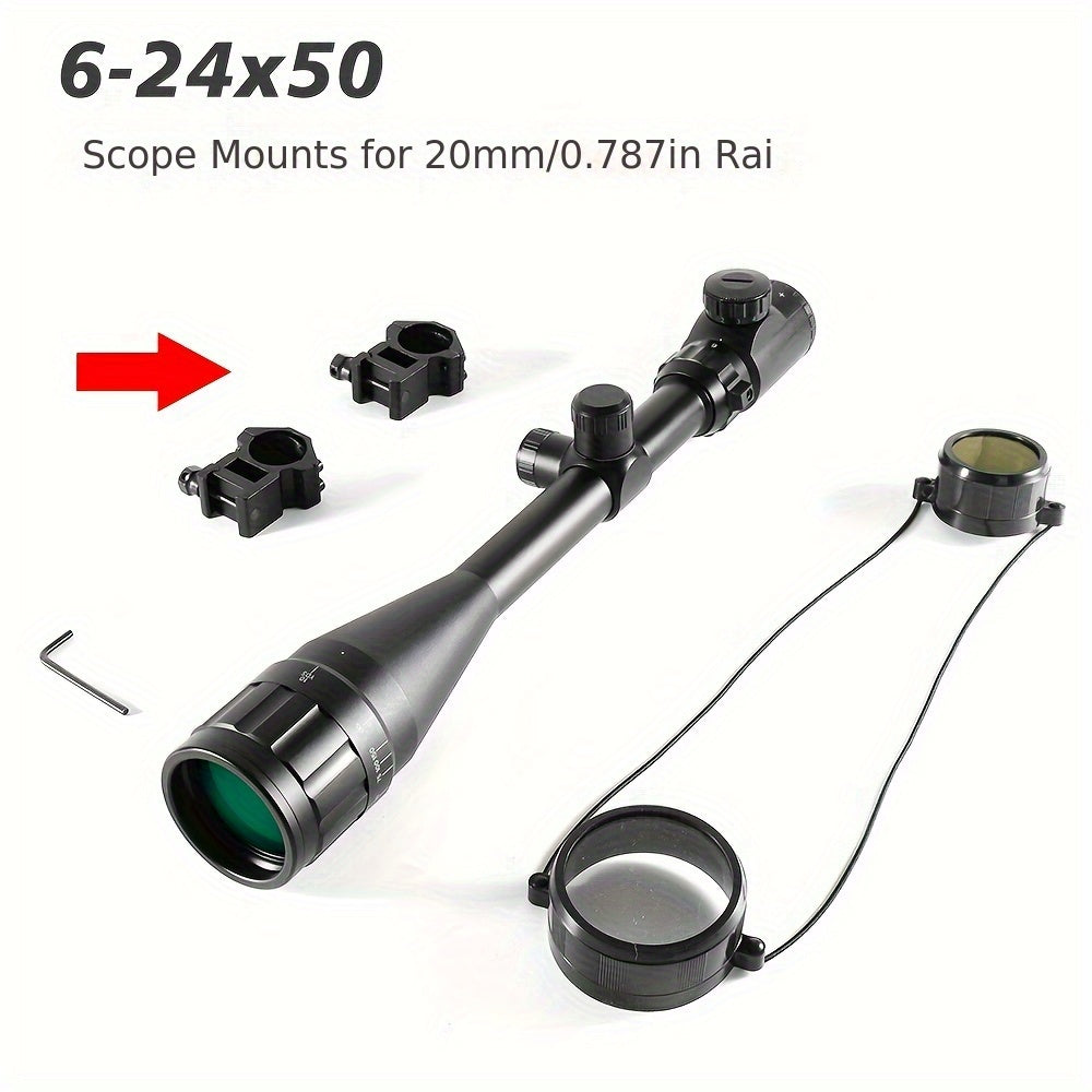 6-24x50 AO Rifle Scope Illuminated Red Green Reticle - Long Range Hunting Scope with 20mm Rail Mount Aluminum Alloy Optical Sight
