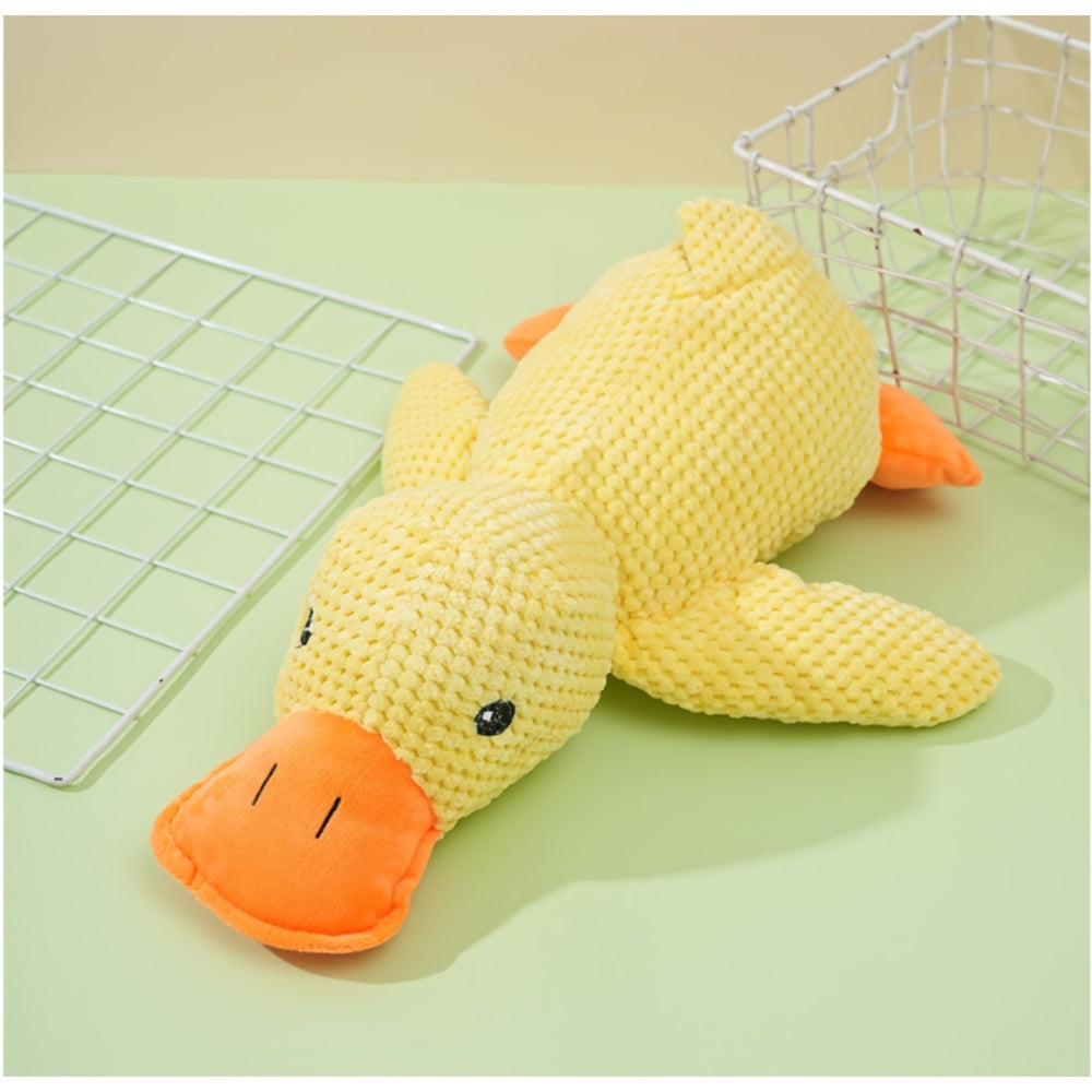 Large Plush Duck Dog Toy with Squeaker – Bite-Resistant Soft Chew Toy for Puppies & Large Breed Dogs, Durable Interactive Teething Toy for Golden Retrievers, Corgis & All Breeds