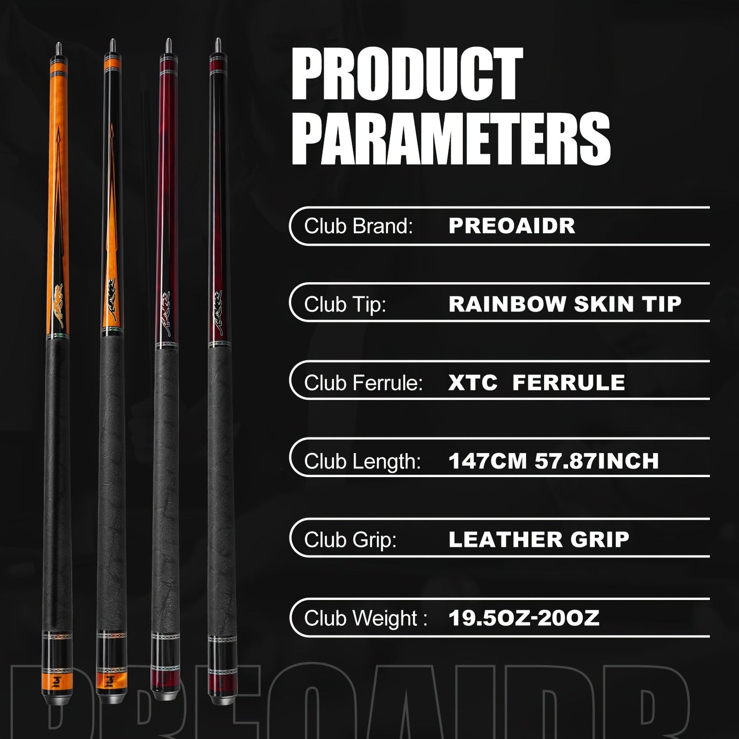 PREDAIDR SP Series Carbon Fiber Pool Cue 58" – Professional Low Deflection Billiard Cue Stick 12.5mm Tip Leather Grip 3/8x8 Pin Joint 19-20oz
