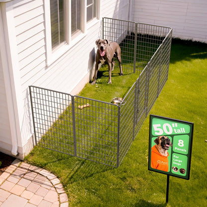 FXW Dog Playpen Heavy Duty Metal Pet Fence with Gate – 8/16/24/32/48 Panels, 24/32/40 Inch Height, Indoor & Outdoor Exercise Pen for Large Medium Small Dogs, Portable Yard Garden RV Camping Enclosure