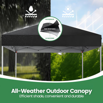 10x10 Pop Up Canopy Tent UPF 50+ Heavy Duty Steel Frame 3 Height Settings Waterproof Instant Canopy with Carry Bag for Backyard Patio Beach Camping Party Market Space Gray Black Blue Red Dark Gray Forest Green