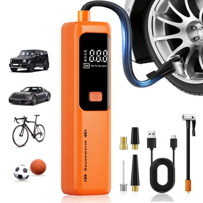 Cordless Tire Inflator Portable Air Compressor with Digital Pressure Gauge, USB Rechargeable, 3X Fast Inflation for Car, SUV, Truck, Bike, Motorcycle, Ball & Sports Equipment – Compact Auto Air Pump