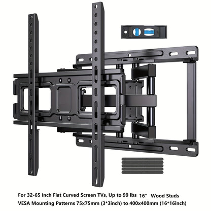 Full Motion TV Wall Mount 37-75 Inch Dual Arm Articulating Swivel Tilt Rotation VESA 600x400mm 132 lbs for OLED LCD LED Flat Curved TVs 24 Inch Extension