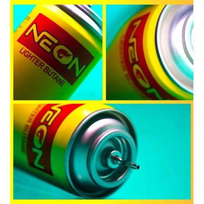 3 Pack NEON Ultra Refined Butane Gas Refill 10.14 oz Cans with 5 Adapter Tips – Universal Lighter Fuel for Refillable Lighters, Torches & Flame Tools – High-Performance Yellow Canisters – Velora