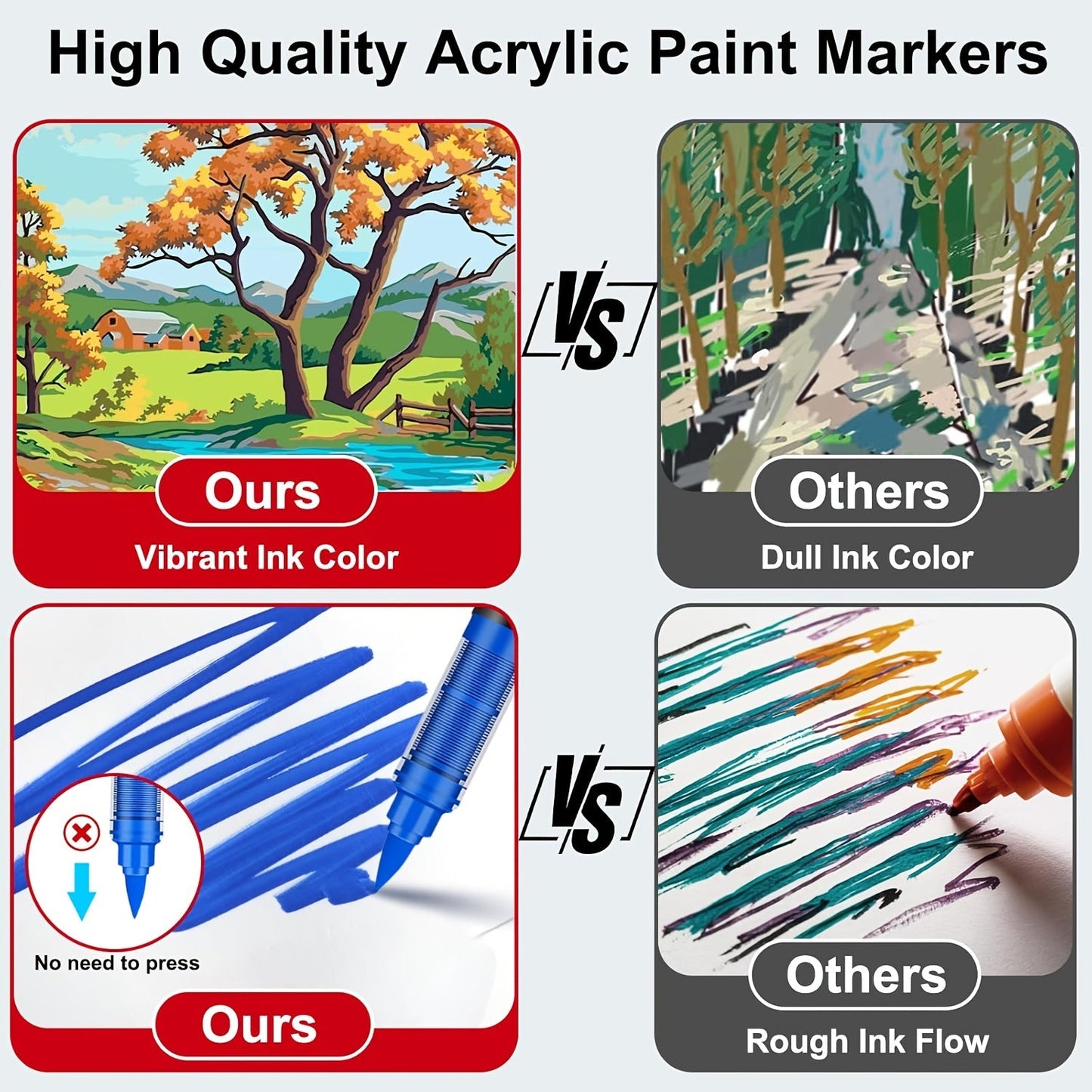 Acrylic Paint Markers Brush Tip Waterproof Quick-Drying Paint Pens for Rock Painting Wood Canvas Glass Ceramic Metal 12 to 168 Colors Art Craft Supplies Gift