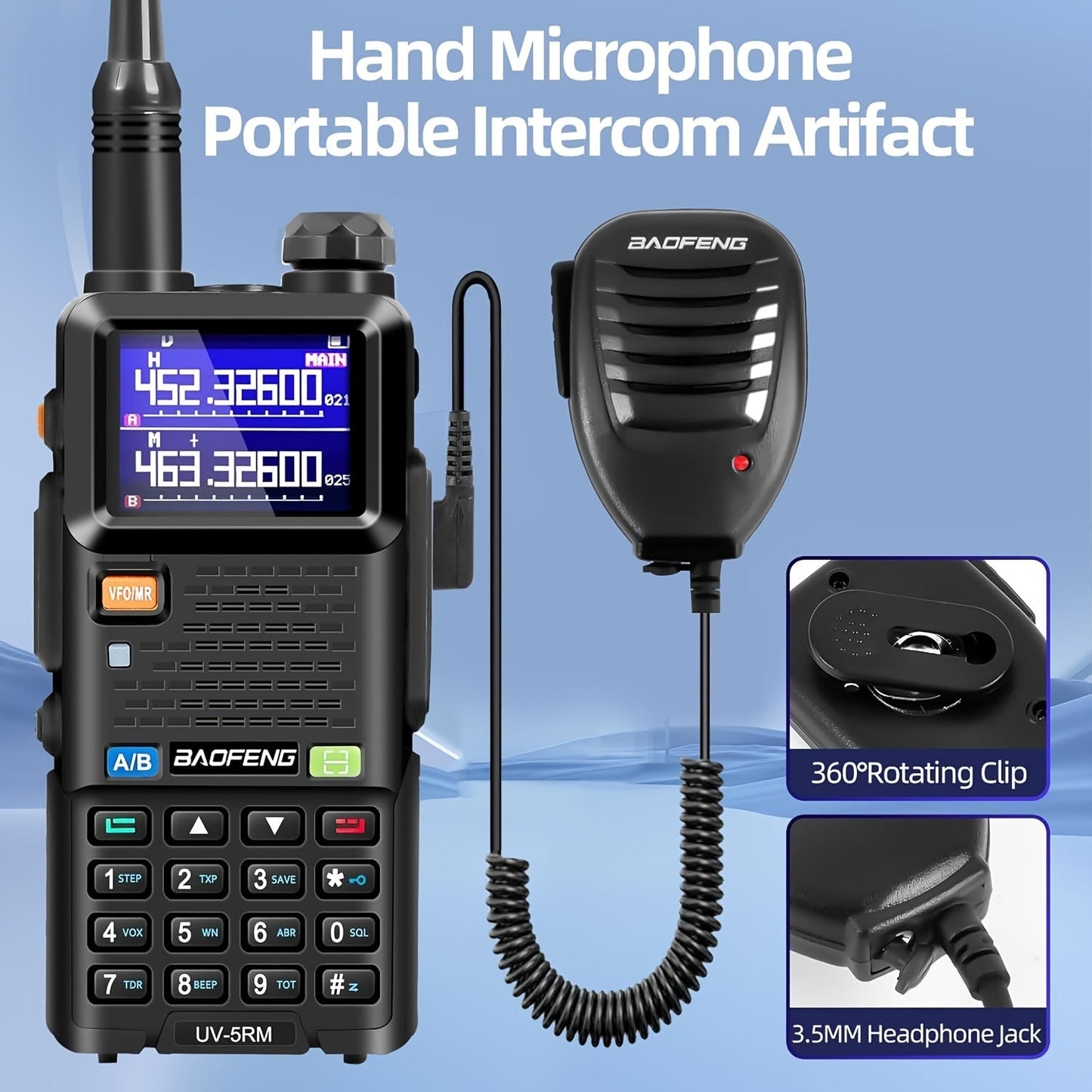BAOFENG GM-5RH 10W Long Range GMRS Radio 2-Pack - Handheld Two-Way Radio with NOAA Weather, USB-C Charging, 999CH, 2500mAh Battery, 771 & 805S Antenna for Hunting Camping Climbing
