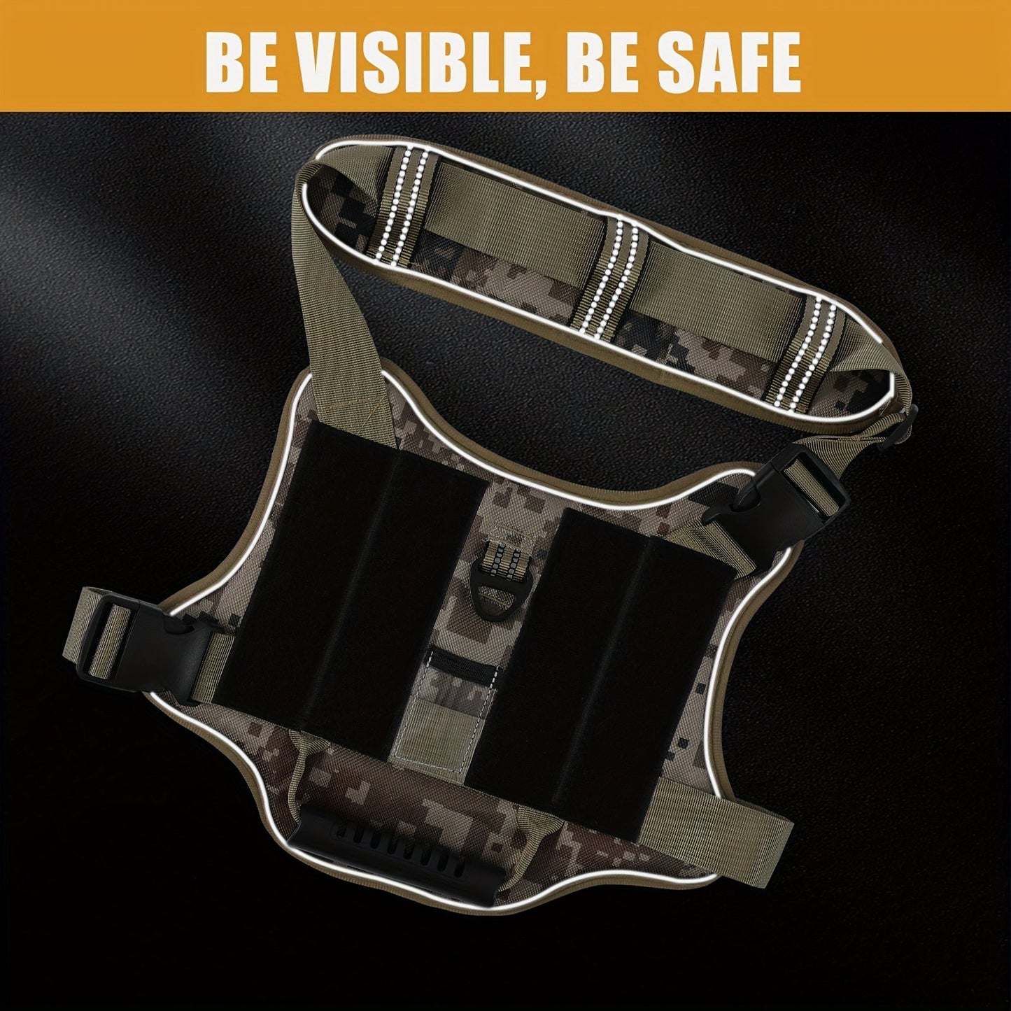 Tactical MOLLE Dog Harness – No-Pull Adjustable Reflective Pet Vest with Control Handle, Service Dog Training Harness for Easy Walking, No Pulling Tugging or Choking