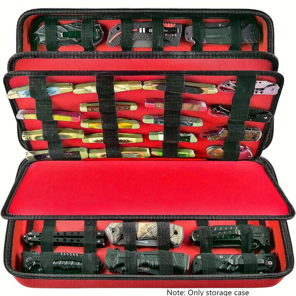 Knife Display Case 88 Slots Large Capacity Pocket Knife Storage Organizer for 66+ Folding Knives, Hard EVA Shell with Elastic Bands, 4 Slot Sizes, Smooth Zipper, Portable Carry Handle – EDC Knife Collector Case
