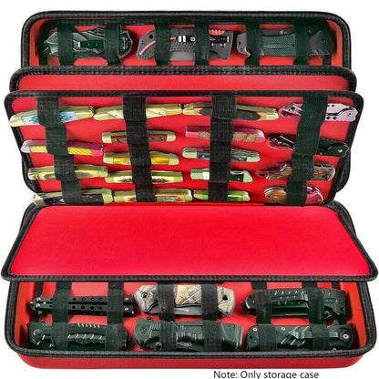 Knife Display Case 88 Slots Large Capacity Pocket Knife Storage Organizer for 66+ Folding Knives, Hard EVA Shell with Elastic Bands, 4 Slot Sizes, Smooth Zipper, Portable Carry Handle – EDC Knife Collector Case