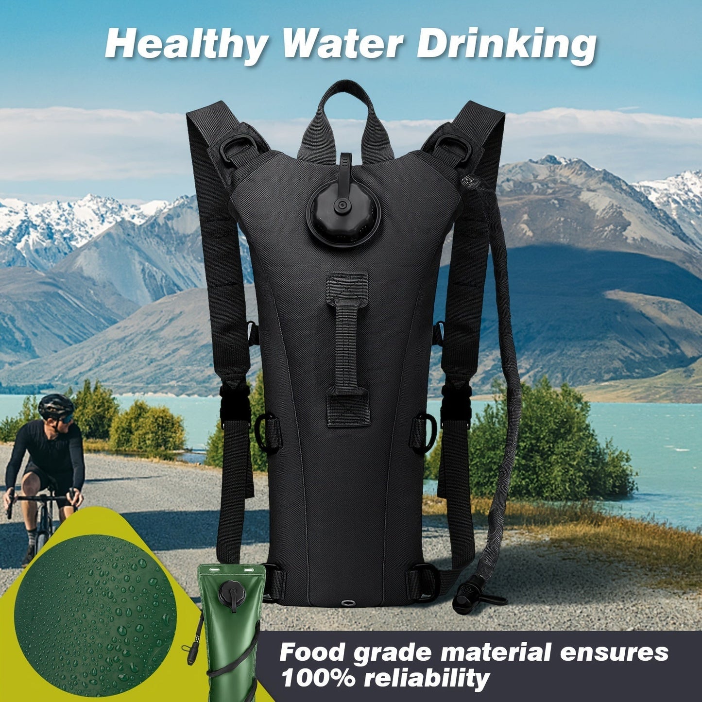Hydration Backpack with 3L Water Bladder – Nylon Hiking Pack with Included Water Bag for Camping, Trail Running & Outdoor Adventures, Available in Khaki, Green, Camo & Camo Gray