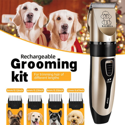 USB Rechargeable Pet Grooming Clippers Kit for Dogs & Cats – Ceramic Blades, Low Noise, Cordless Electric Clipper Set with Brush & Comb