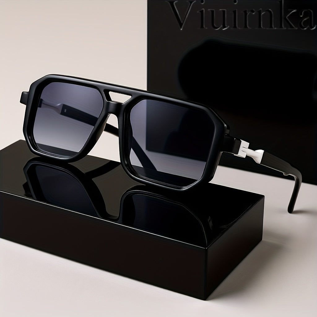 Oversized Square Frame Sunglasses Unisex UV Protection Retro Tortoiseshell Arms Men Women Travel Beach Daily Wear Includes Case and Cleaning Cloth 6 Colors