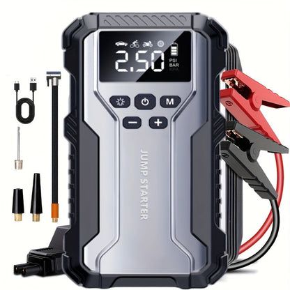 7-in-1 Portable Car Jump Starter 10000mAh – Multi-Functional Emergency Battery Booster with LED Emergency Light for Gas (2.64 Gal) & Diesel (2.38 Gal) Engines, Car Emergency Tool Kit