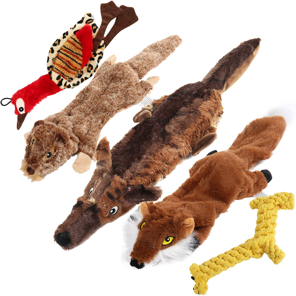 Dog Squeaky Toys No Stuffing 5 Pack – Durable Plush Chew Toy Bundle for Small Medium Large Breeds, Dual Squeaker Puppy Teething Toys, Interactive Fetch Toys for Dogs, Best Birthday Gift for Pets