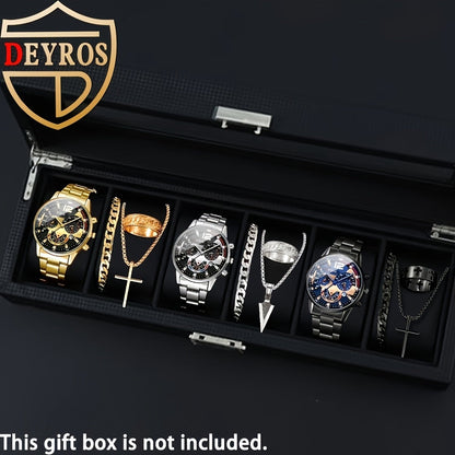 12-Piece Men's Watch & Hip-Hop Jewelry Gift Set – 3 Quartz Analog Watches + 9pc Bracelet, Necklace & Ring Set, Perfect Christmas & Birthday Gift for Men