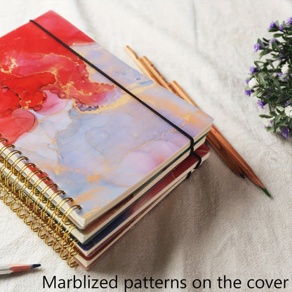 5-Pack Marble Hardcover Spiral Notebook A5 – 400 Sheets No-Bleed Thick Paper Journal Set for Work, School & Journaling, Back-to-School Supplies, Teacher Appreciation Gift