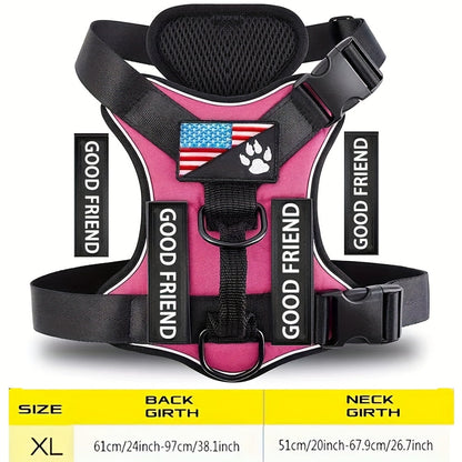 Service Dog Harness Vest with 5 ID Patches – Reflective Adjustable Oxford Vest with Breathable Mesh Lining, Service Dog ID System for Small Medium Large Dogs, Sizes XS-XL, Public & Mobility Aid