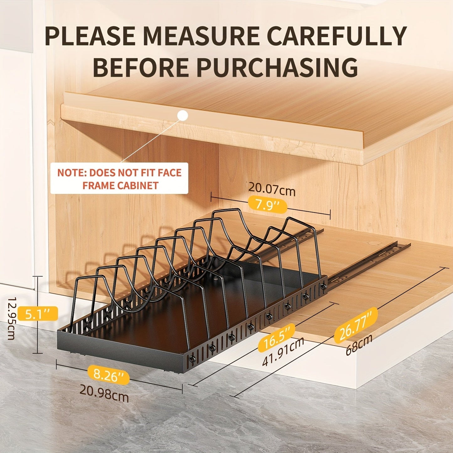Pull-Out Pot & Pan Cabinet Organizer with Sliding Lid Rack – 8/16 Adjustable Dividers, Drill-Free Install, Kitchen Sliding Storage Box for Lids, Baking Tools & Plates – 1pc or 2pcs, Black & White
