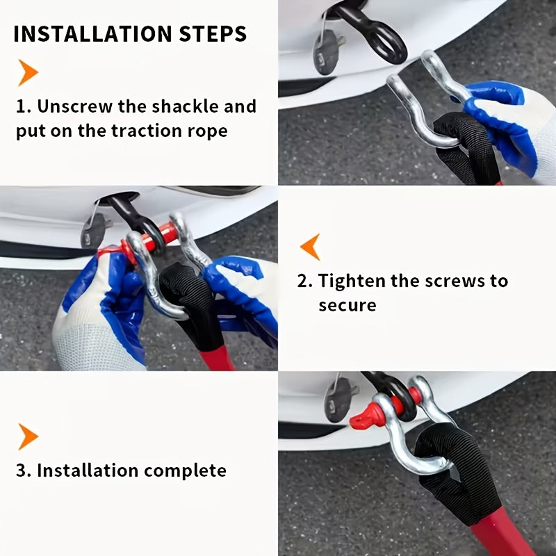 Kinetic Recovery Rope 22 Ton 48501 lbs – Heavy Duty Nylon Tow Rope with Bow Shackles & Storage Bag for Truck SUV UTV ATV Off-Road Emergency Rescue