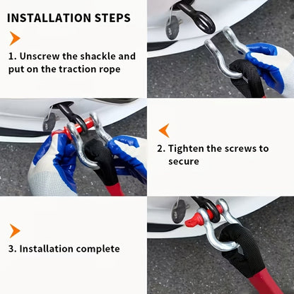 Kinetic Recovery Rope 22 Ton 48501 lbs – Heavy Duty Nylon Tow Rope with Bow Shackles & Storage Bag for Truck SUV UTV ATV Off-Road Emergency Rescue