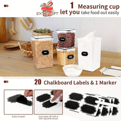 Airtight Food Storage Containers with Lids 10 Pack Set – BPA Free Cereal & Pantry Organizer for Flour Sugar Rice, Includes Measuring Cup, Labels & Marker