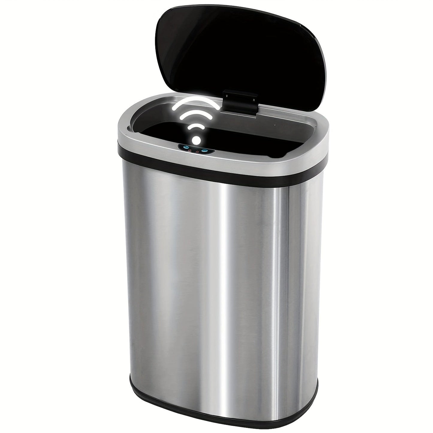 13 Gallon Touchless Trash Can 50L Automatic Motion Sensor Lid | Stainless Steel & Plastic Kitchen Waste Bin | Soft Close Hands-Free Garbage Can | Kitchen Office Bedroom | Black White Red Pink