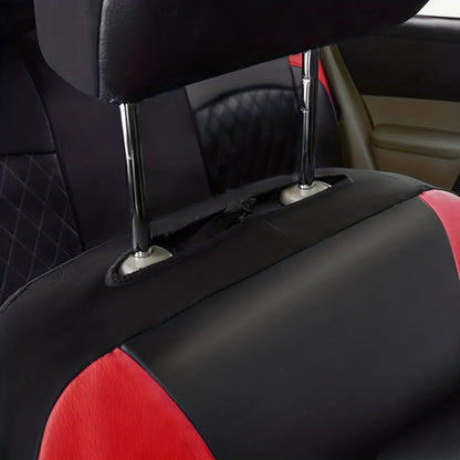 PU Leather Car Seat Covers Universal Fit Waterproof Quilted All-Season with Sponge Padding for Cars SUVs Trucks Gray Black Red Blue Single or 12-Piece Set
