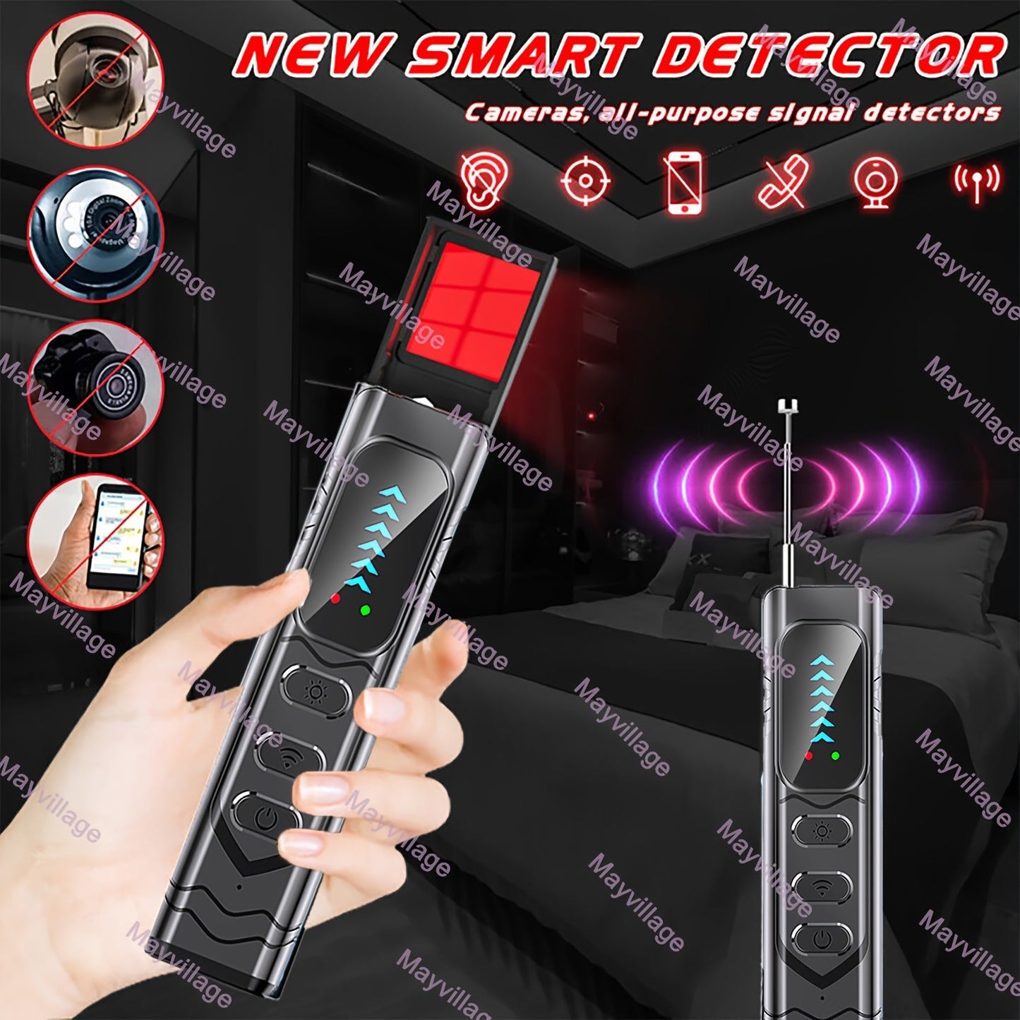 Hidden Camera Detector & Anti-Spy RF Signal Scanner – Portable Bug Sweeper for GPS Trackers, Wireless Eavesdropping Devices, Privacy Protection for Hotels, Cars, Homes, Offices & Travel