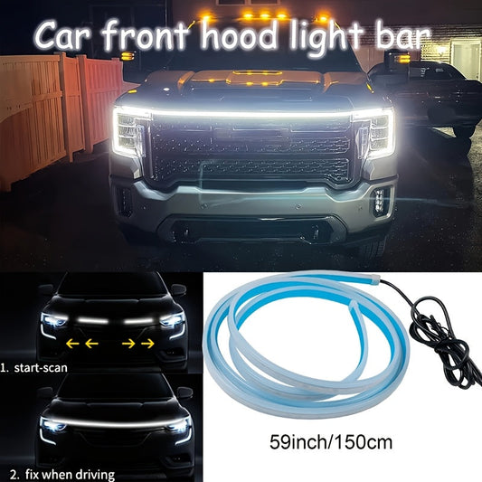 70 Inch LED Engine Bay Light Strip White High Brightness 2000-3000 Lumens Auto Welcome Mode Steering Effect 12V Hardwire for Cars SUVs - Under Hood Ambient Lighting
